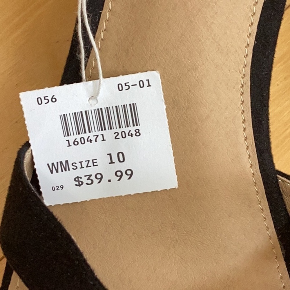 American Eagle by Payless, black fabric espadrille, open toe wedges. Women’s 10 - Picture 16 of 16